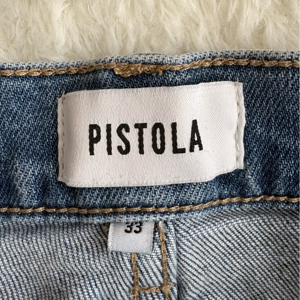 Pistola Revolve Blue Denim Frayed Hem Cut Off Jean Shorts Size 33 - Picture 3 of 6